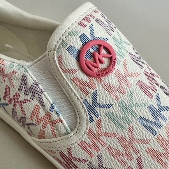 NEW MICHAEL KORS TEDDI MULTICOLOR SIGNATURE MK LOGO BARBIECORE SLIP-ON - Picture 6 of 9